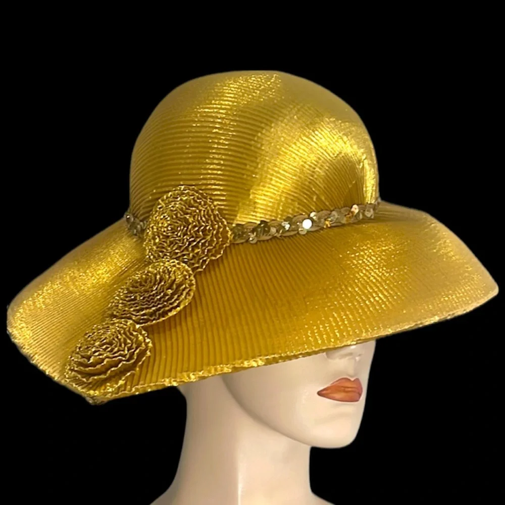 Vintage Metallic Gold Statement Hat